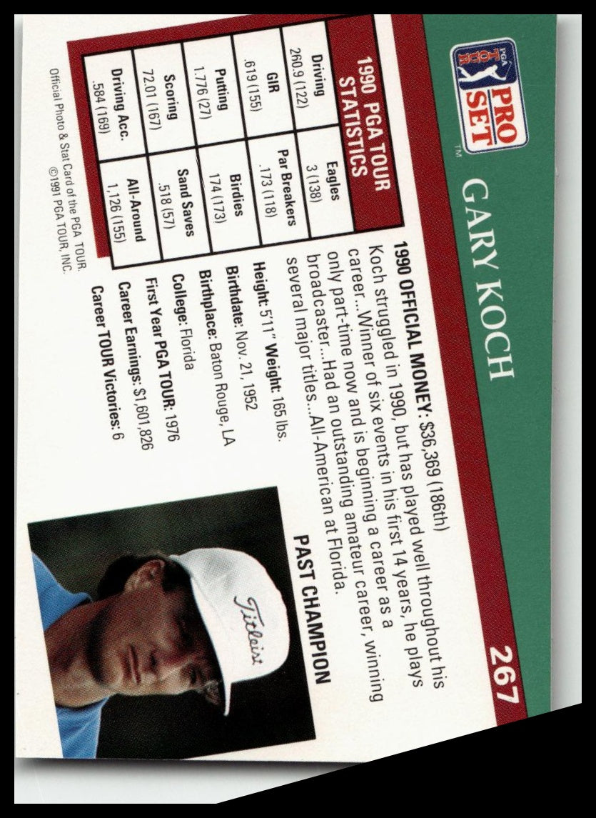 Golf Singles 1991 Pro Set PGA Tour #267 Gary Koch