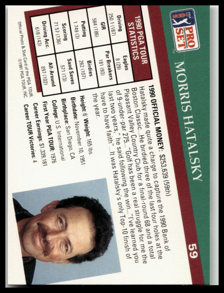 Golf Singles 1991 Pro Set PGA Tour #59 Morris Hatalsky