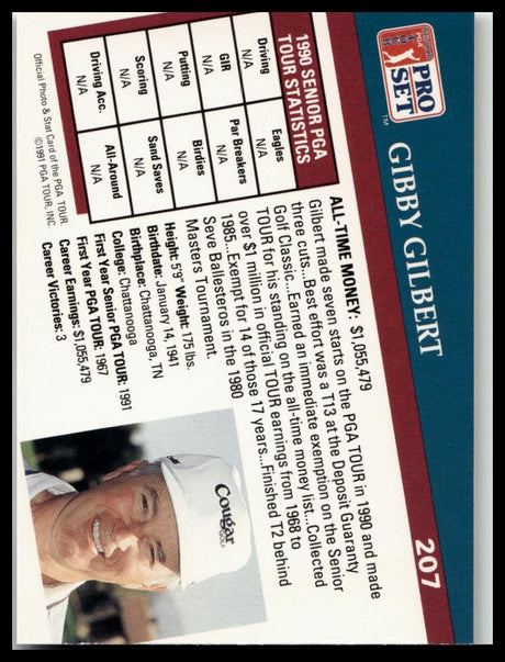 Golf Singles 1991 Pro Set PGA Tour [207 Gibby Gilbert