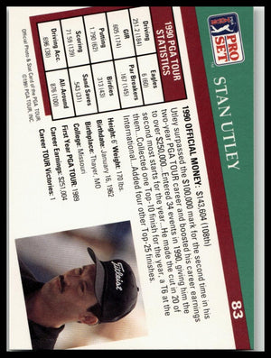 Golf Singles 1991 Pro Set PGA Tour #83 Stan Utley