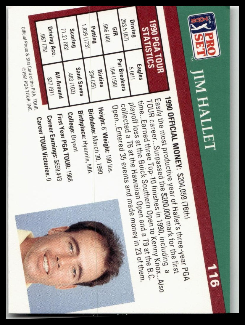Golf Singles 1991 Pro Set PGA Tour [116 Jim Hallet
