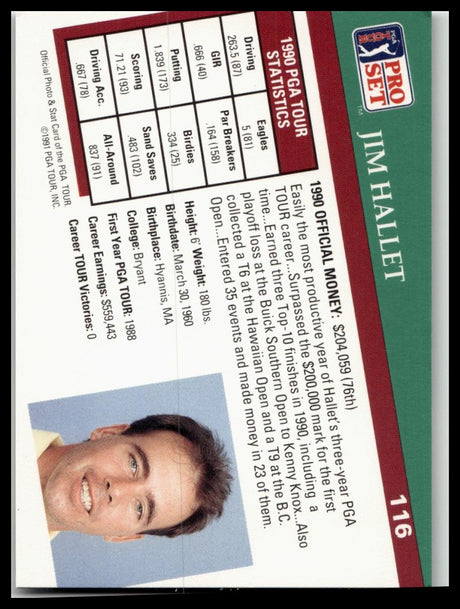 Golf Singles 1991 Pro Set PGA Tour [116 Jim Hallet