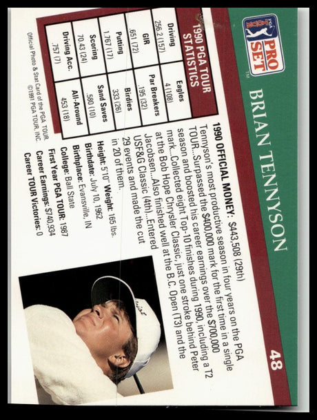 Golf Singles 1991 Pro Set PGA Tour #48 Brian Tennyson