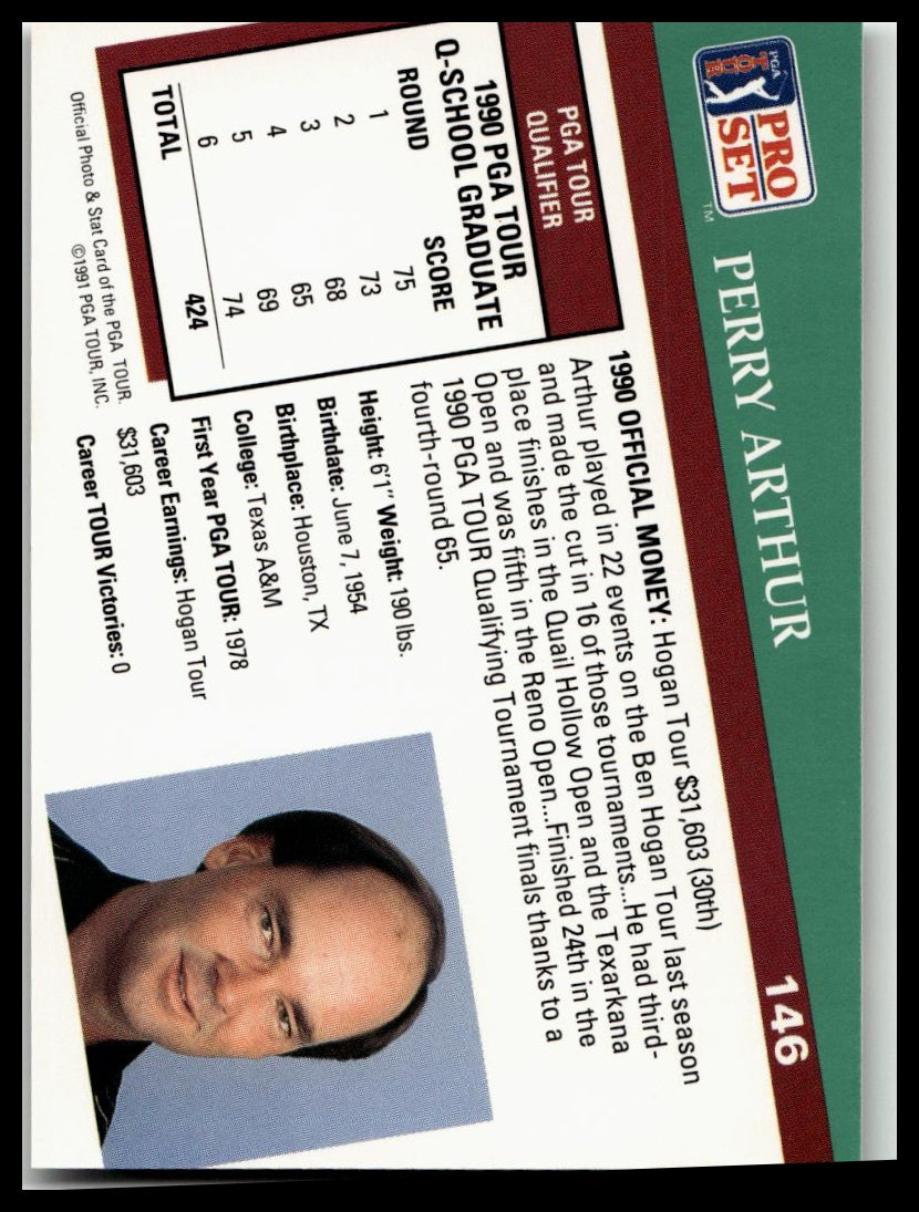 Golf Singles 1991 Pro Set PGA Tour #146 Perry Arthur