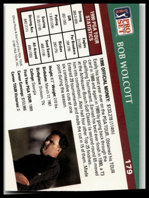 Golf Singles 1991 Pro Set PGA Tour #179 Bob Wolcott