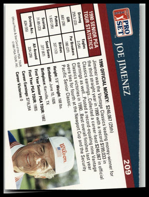 Golf Singles 1991 Pro Set PGA Tour #209 Joe Jimenez
