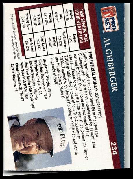 Golf Singles 1991 Pro Set PGA Tour #234 Al Geiberger