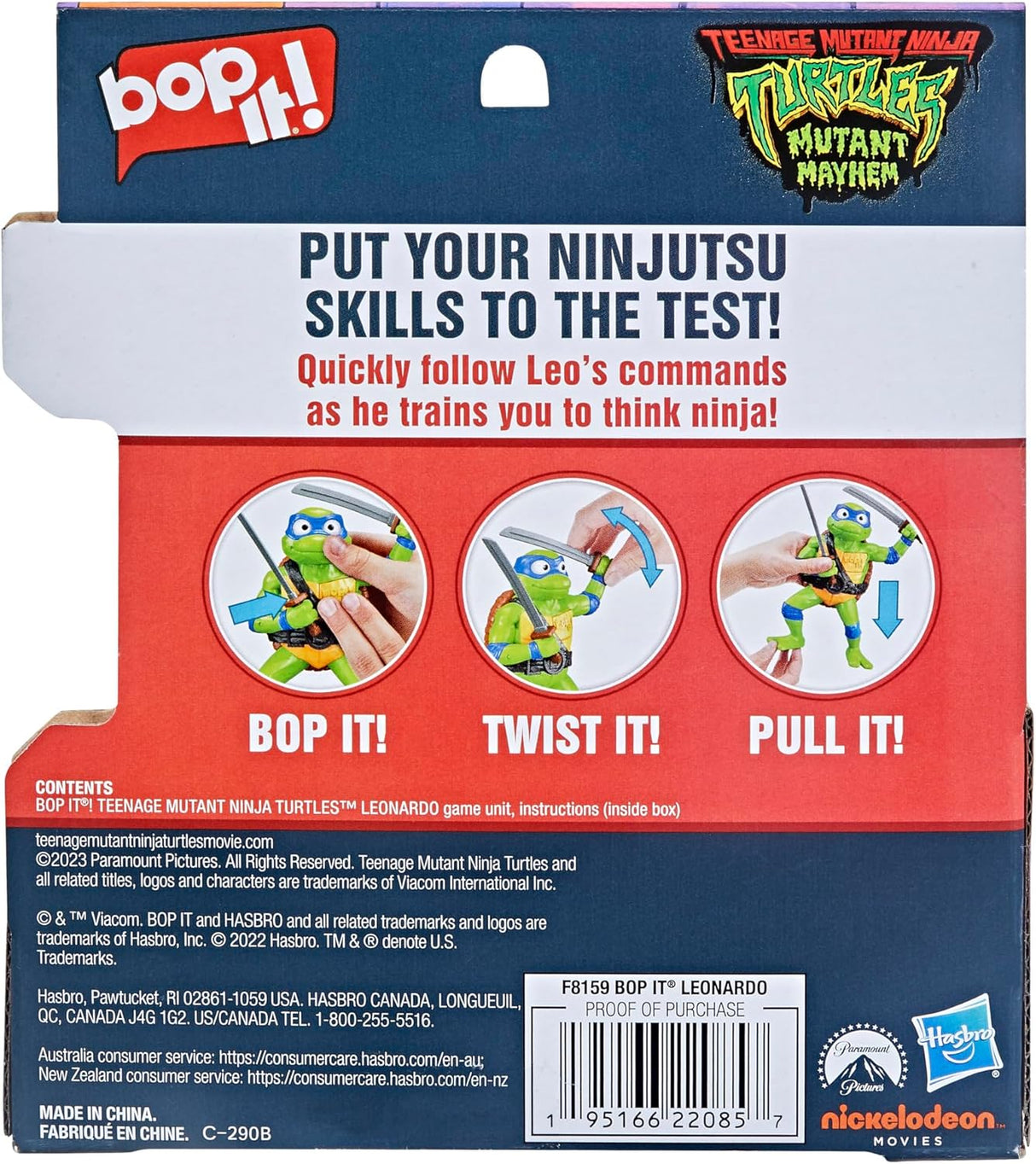 Hasbro Bop it! TMNT Mutant Mayhem Leonardo Edition
