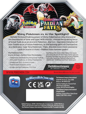 Pokemon TCG: Scarlet & Violet Paldean Fates Tins Sealed Case - 2 of Each (6 Count)