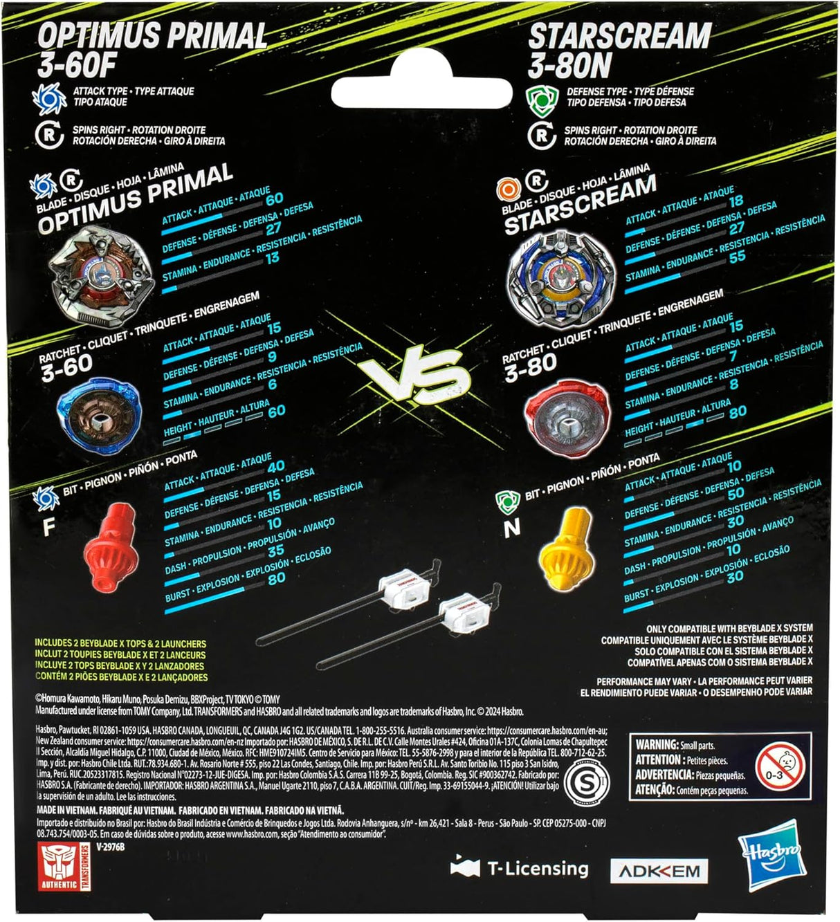 Beyblade X: Optimus Primal 3-60F Vs. Starscream 3-80N - 2 Pack