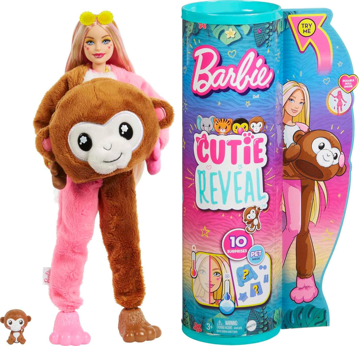 Barbie Cutie Reveal: Monkey Plush Doll & Costume Set