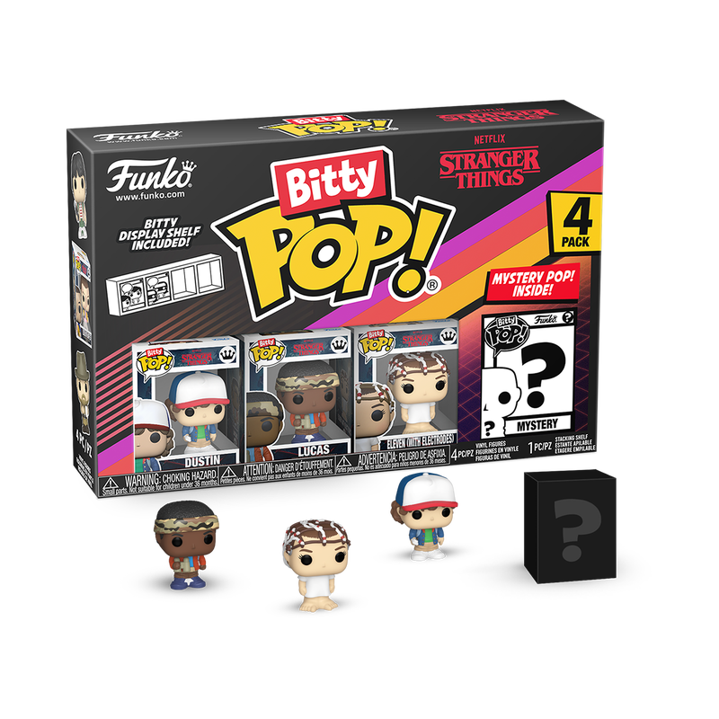 Funko Bitty POP! 4-Pack: Stranger Things - Dustin, Lucas, Eleven (with Electrodes), Mystery Pop! Vin