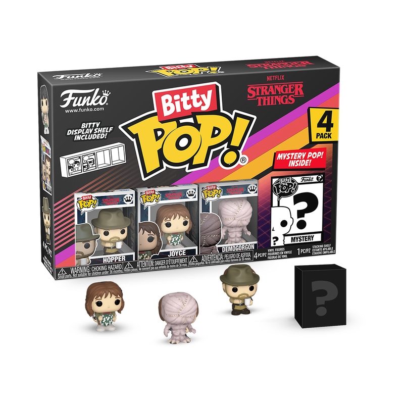 Funko Bitty POP! 4-Pack: Stranger Things - Hopper, Joyce, Demogorgon, Mystery Pop! Vinyl Figures