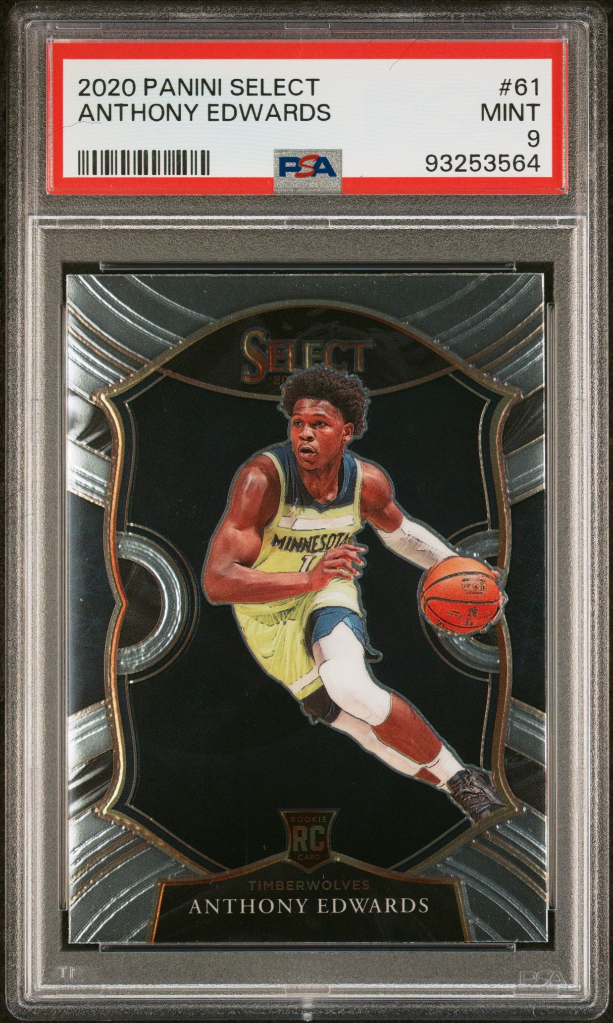 NBA Graded Card 2020 Panini Select #61 Anthony Edwards PSA 9