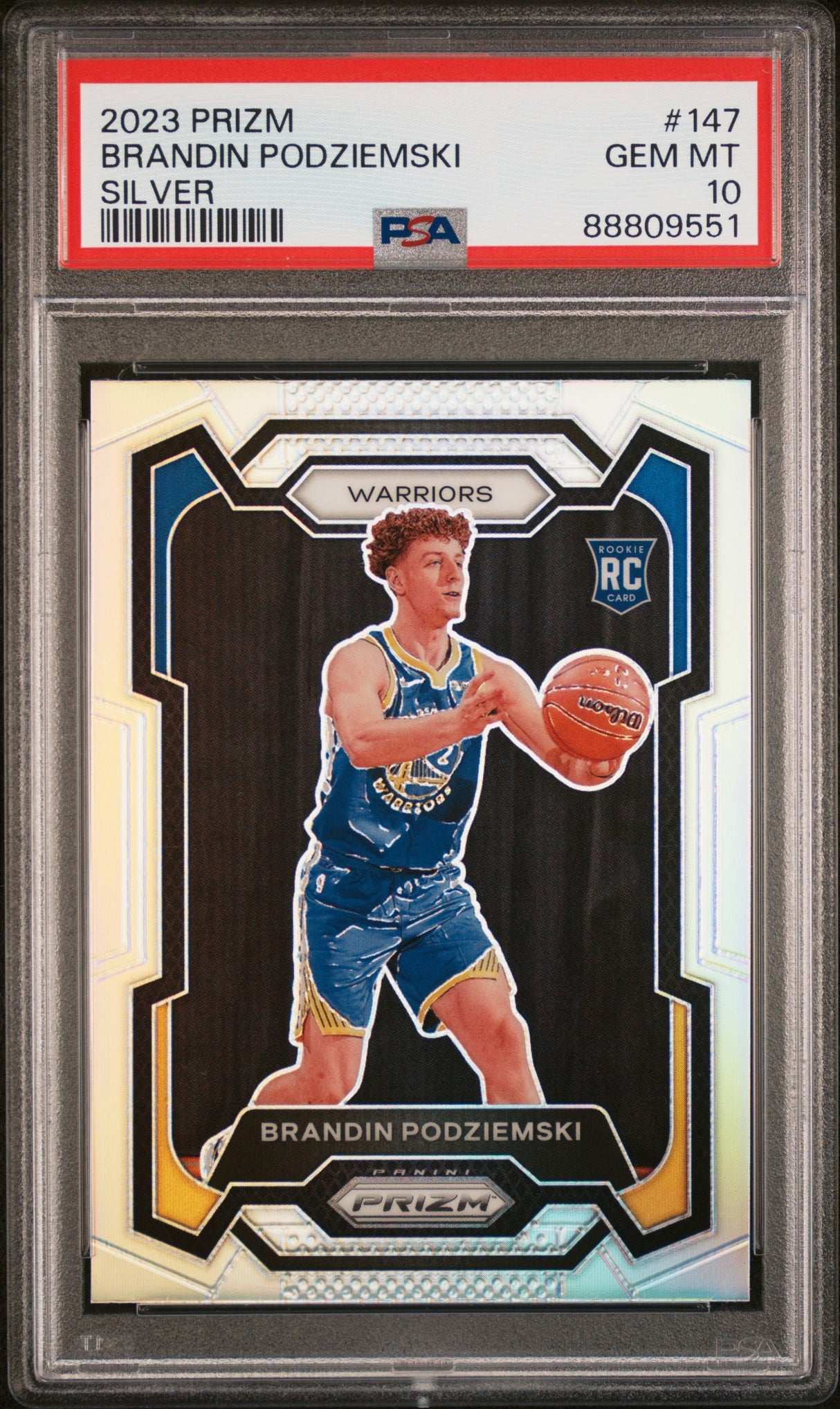 NBA Graded Card 2023 Panini Prizm #147 Brandin Podziemski Silver Prizm PSA 10