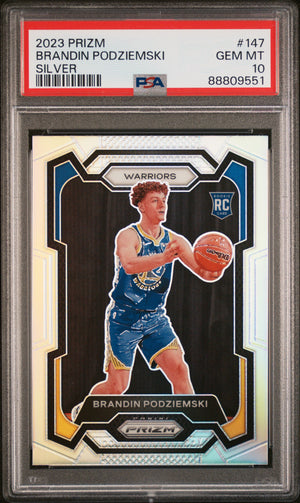 NBA Graded Card 2023 Panini Prizm #147 Brandin Podziemski Silver Prizm PSA 10