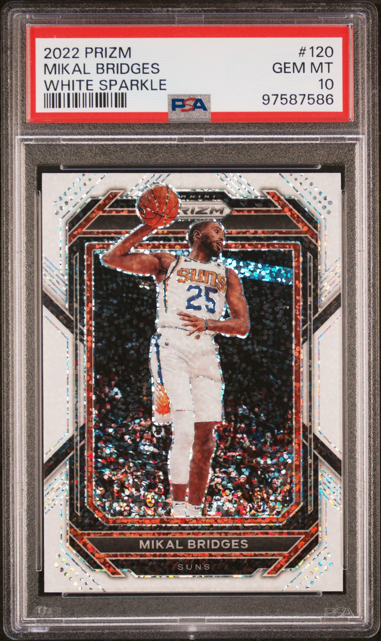 NBA Graded Card 2022 Panini Prizm #120 Mikal Bridges White Sparkle PSA 10