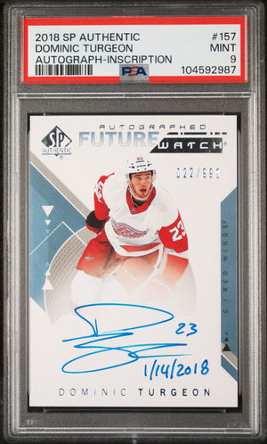 NHL Graded Card 2018 Sp Authentic #157 Dominic Turgeon Autograph-Inscription PSA 9