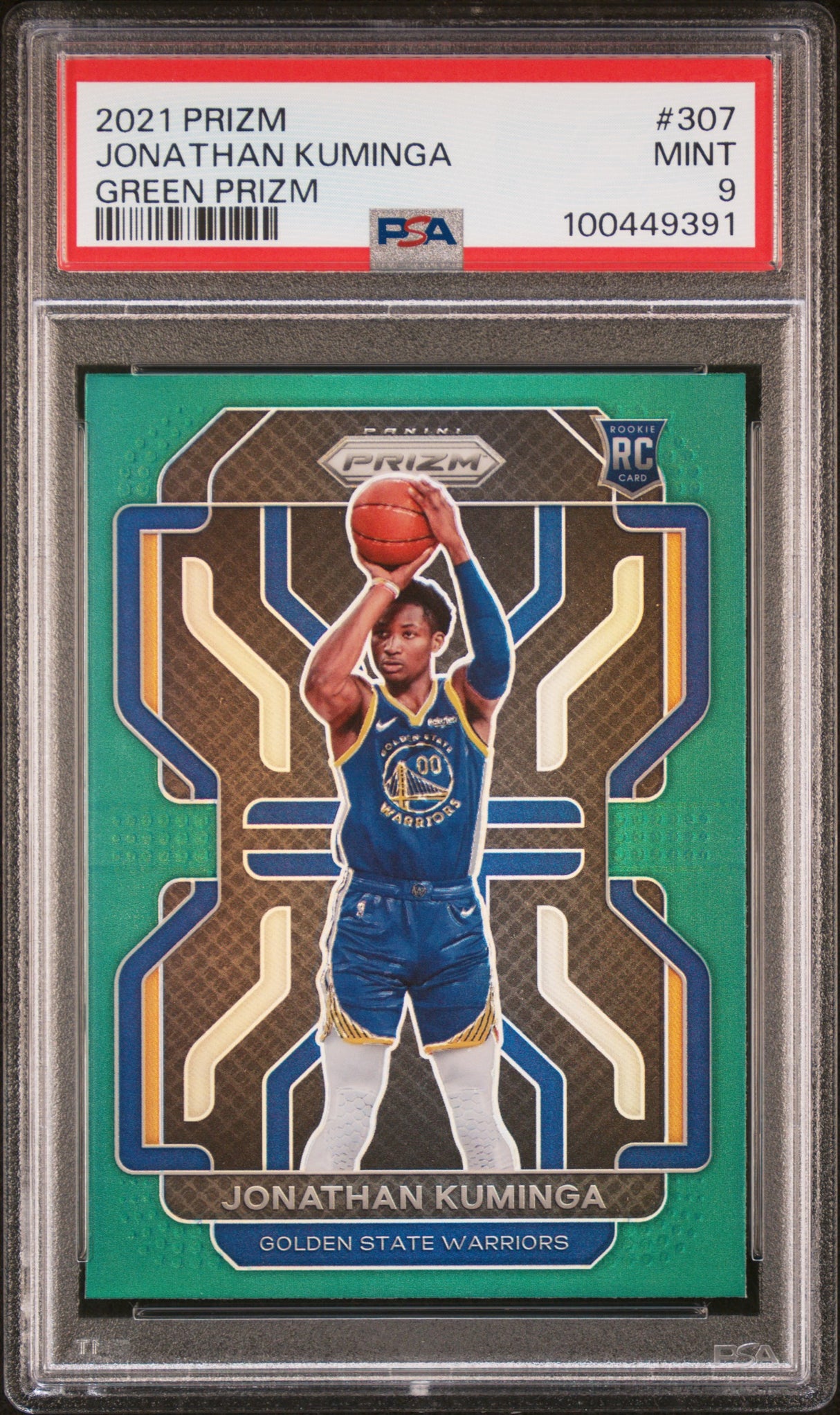 NBA Graded Card 2021 Panini Prizm #307 Jonathan Kuminga Green Prizm PSA 9