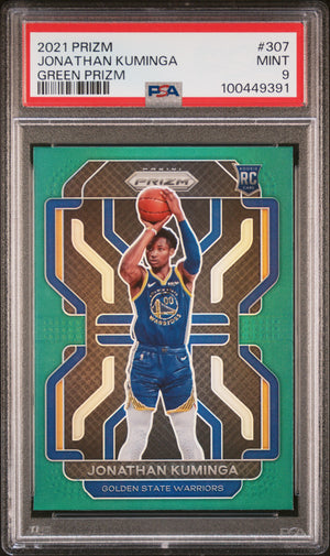 NBA Graded Card 2021 Panini Prizm #307 Jonathan Kuminga Green Prizm PSA 9