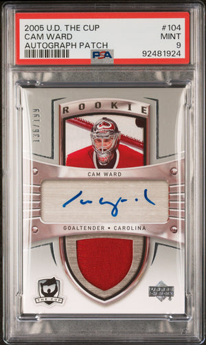 NHL Graded Card 2005 Upper Deck The Cup #104 Cam Ward Autograph Patch PSA 9