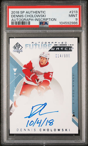 NHL Graded Card 2018 Sp Authentic #213 Dennis Cholowski Autograph-Inscription PSA 9