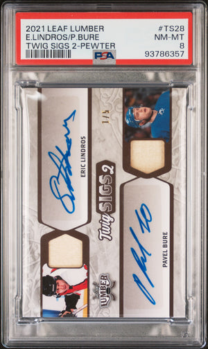 NHL Graded Card 2021 Leaf Lumber Twig Sigs 2 #TS28 E.Lindros/P.Bure Twig Sigs 2-Pewter PSA 8