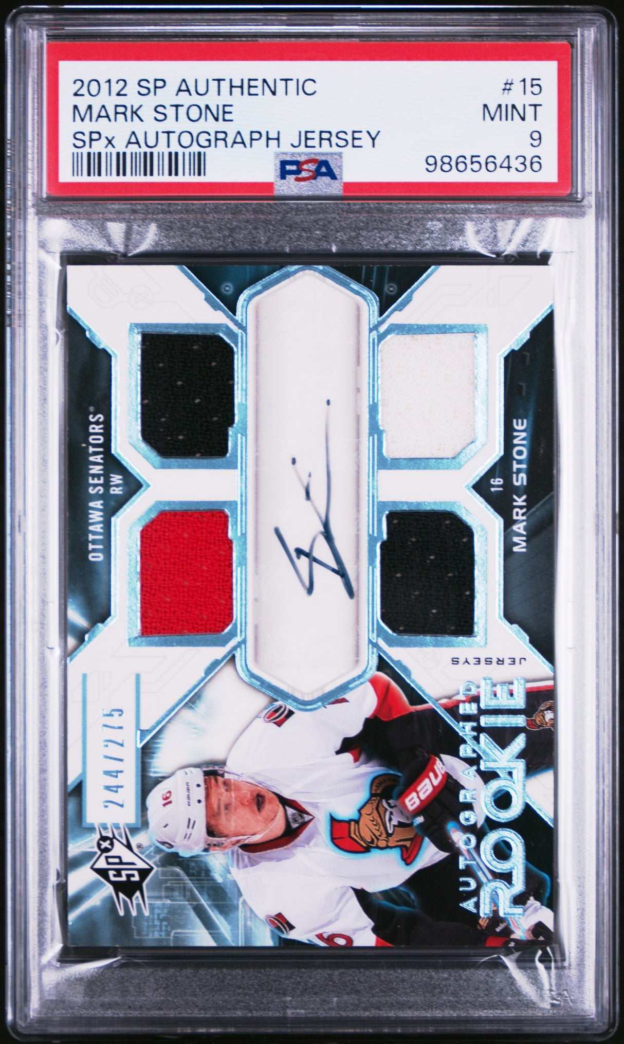 NHL Graded Card 2012 Sp Authentic Spx Autograph Jersey #15 Mark Stone Spx Autograph Jersey PSA 9