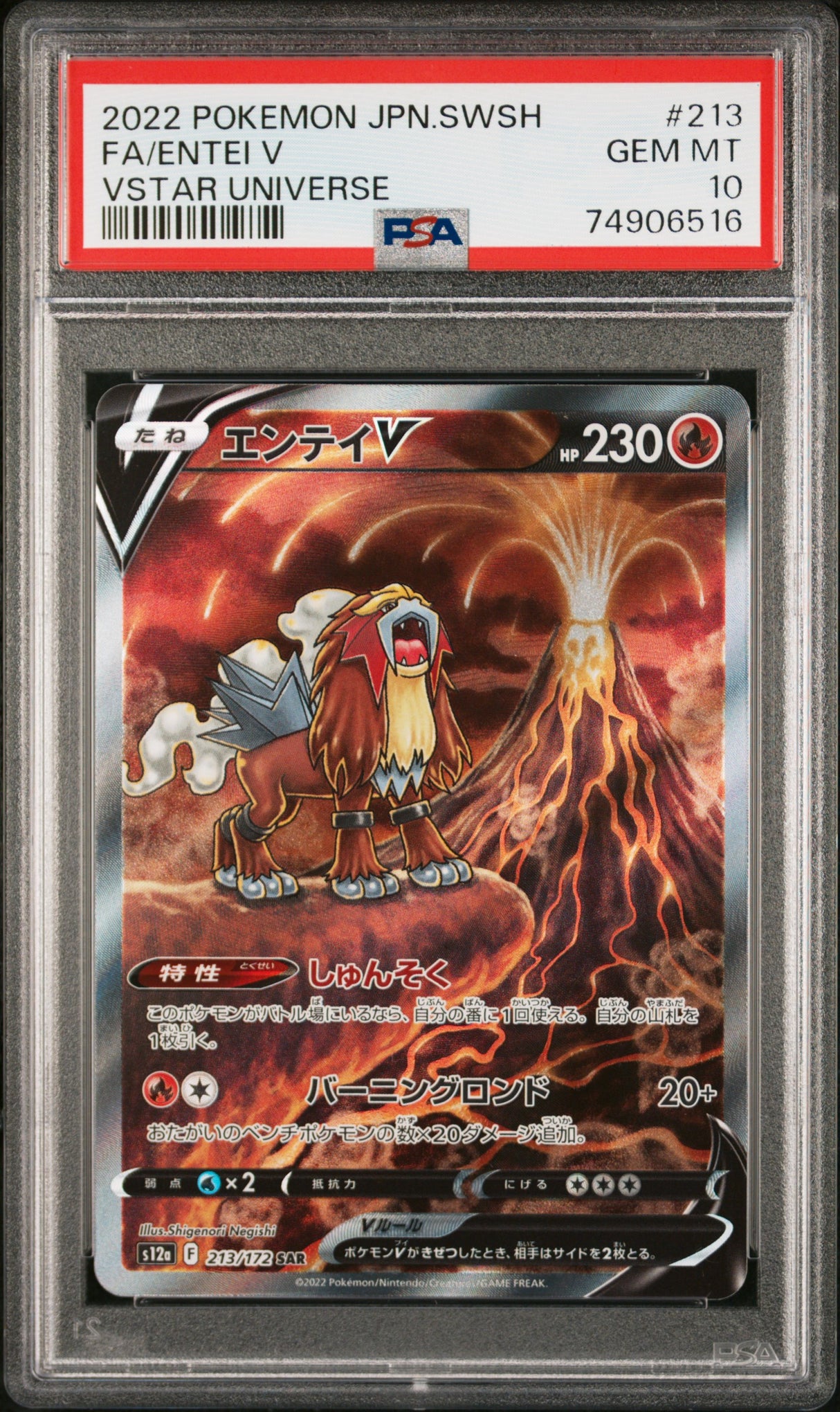 Pokemon TCG: PSA 10 - VSTAR Universe - Entei V 2022 (JP) 213/172