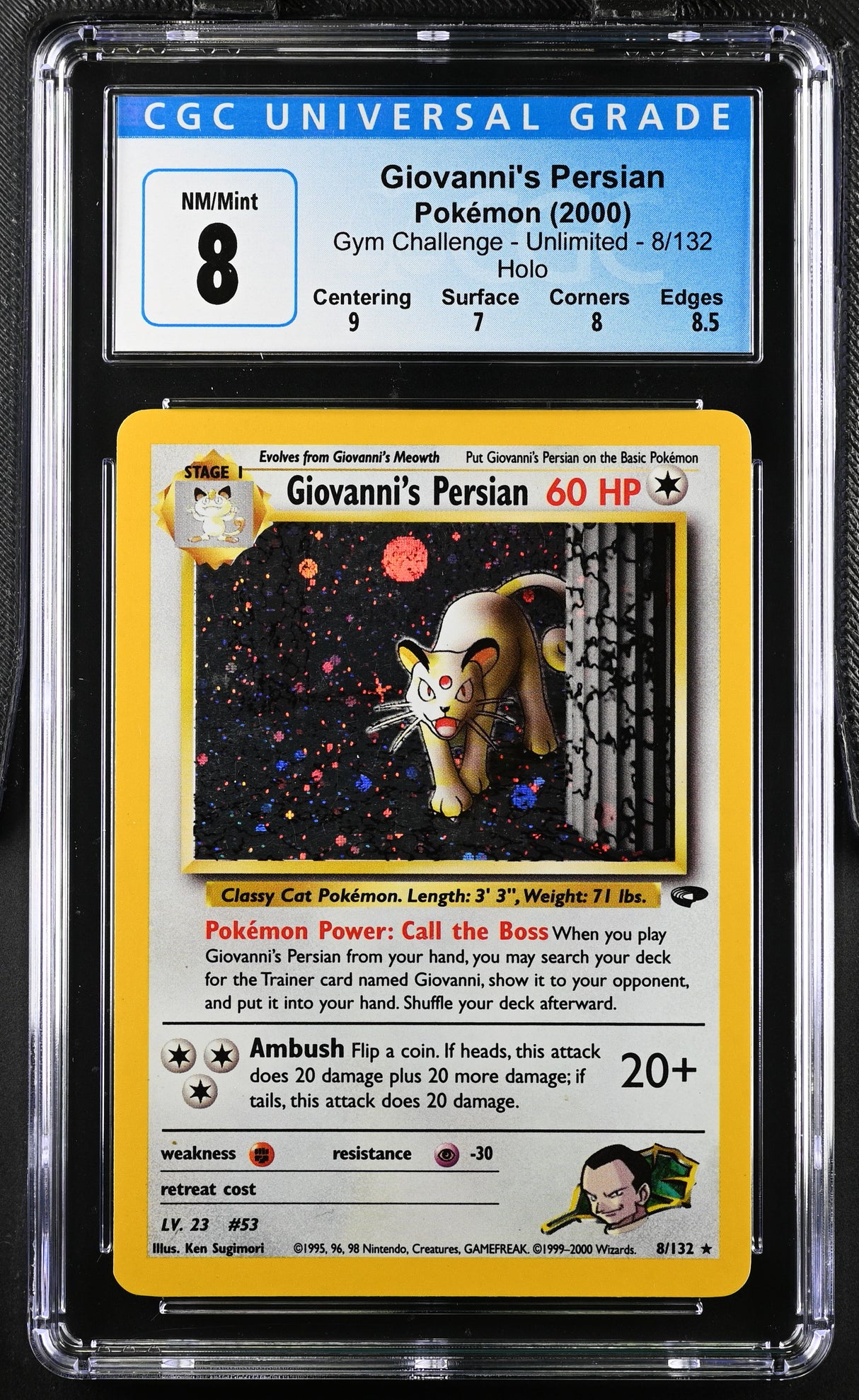 Pokemon TCG: CGC 8 - Gym Challenge - Giovanni's Persian 2000 - 8/132 - Unlimited - Holo