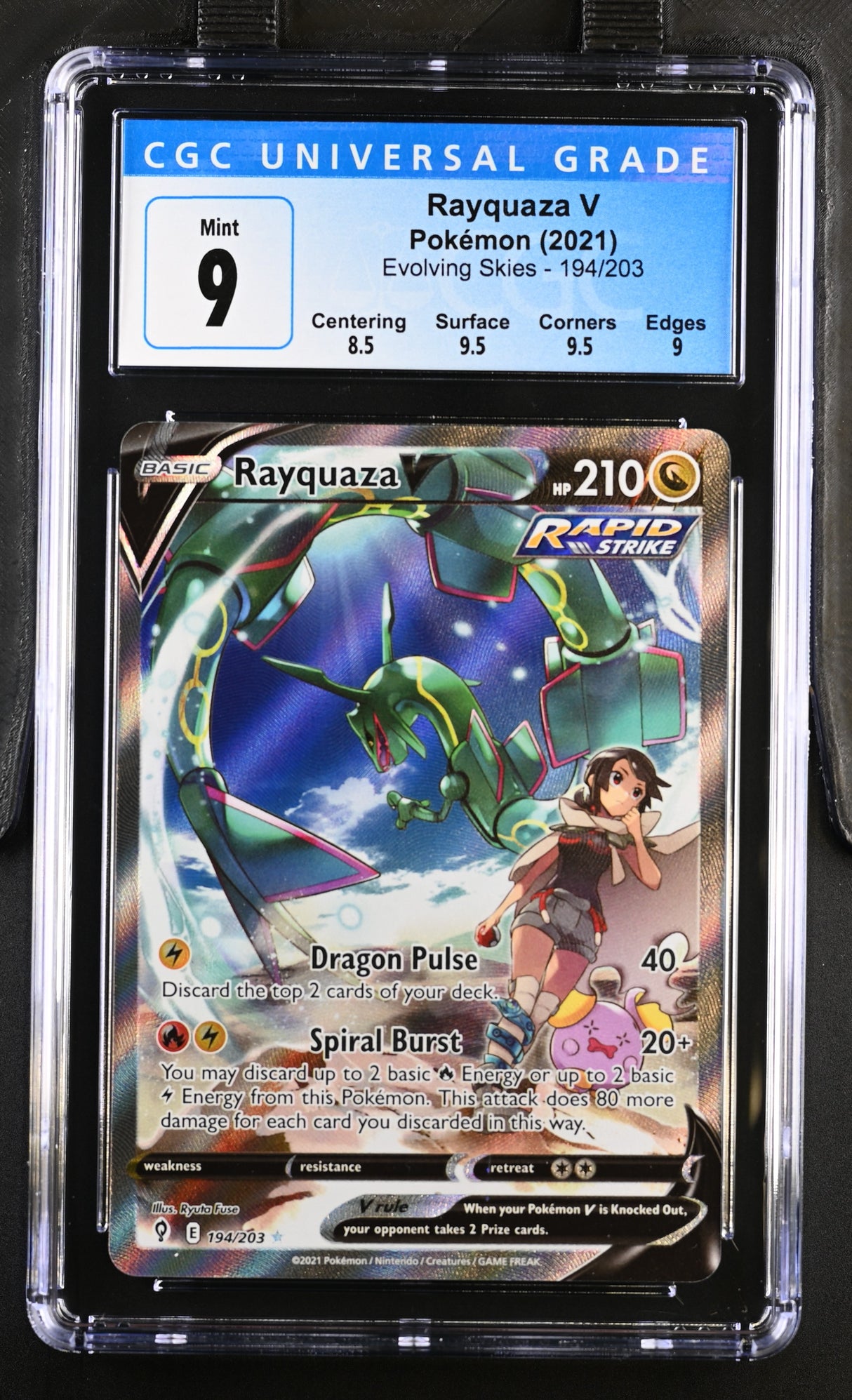 Pokemon TCG: CGC 9  - Evolving Skies - Rayquaza V 2021 (Alternate Full Art) 194/203