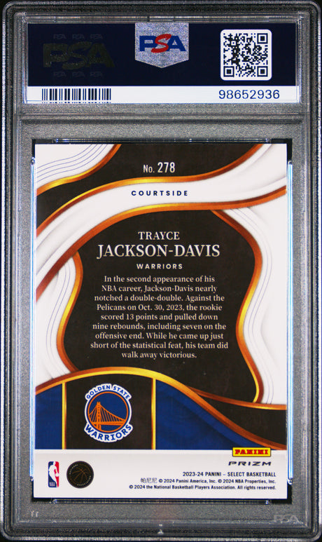 NBA Graded Card 2023 Panini Select #278 Trayce Jackson-Davis Red Cracked Ice PSA 10