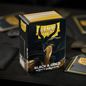 Dragon Shield - Dual Matte Standard Size Sleeves 100pk - Black & Gold