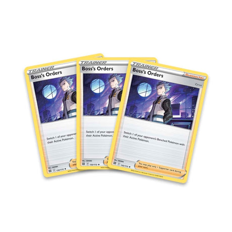 Pokemon TCG: Premium Tournament Collection Cyrus - Boss's Orders Promo Card + 3 Boss's Orders Cards