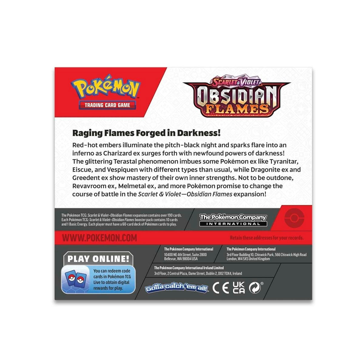 Pokemon TCG: Scarlet & Violet 3 Obsidian Flames Booster Box - CDU
