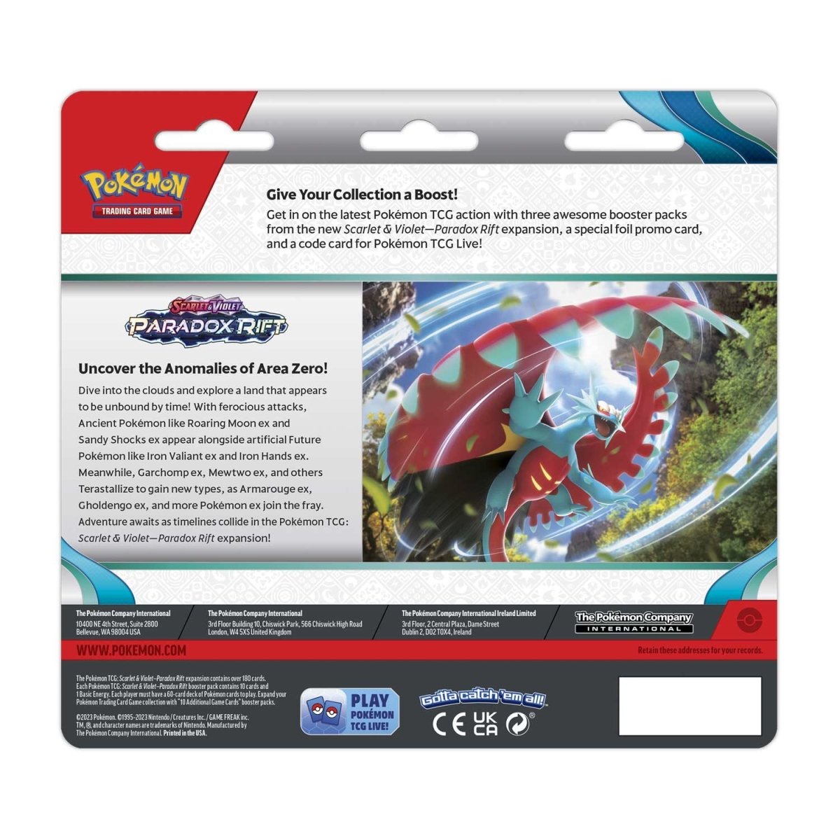 Pokemon TCG: Scarlet & Violet 4 - Paradox Rift - 3-Pack Blister - Cetitan