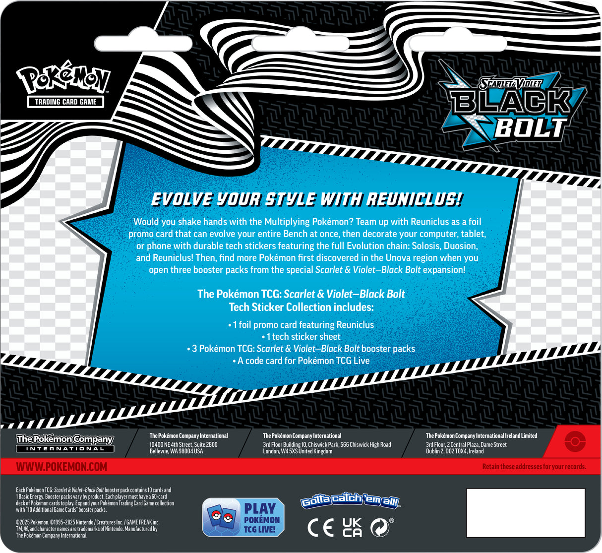 Pokemon TCG: Scarlet & Violet 10.5 - Black Bolt - Tech Sticker Collection Reuniclus