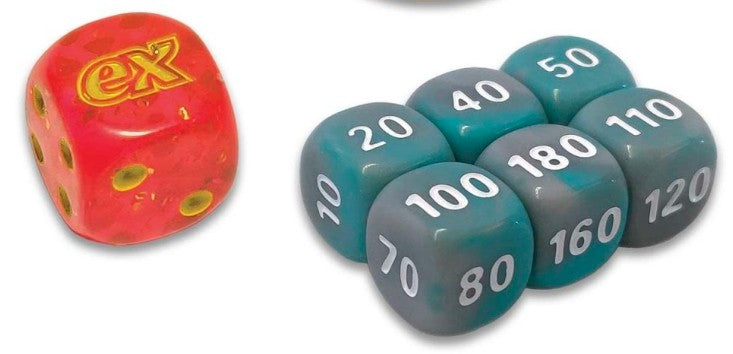 Pokemon TCG: Scarlet & Violet Red Speckled w/ Grey & Turquoise (small) Dice