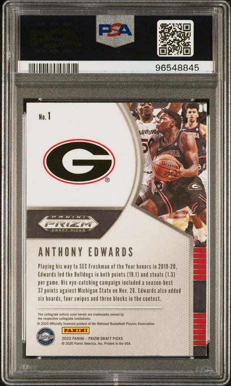 NBA Graded Card 2020 Panini Prizm Draft Picks #1 Anthony Edwards PSA 9
