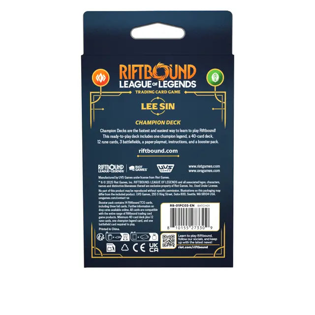 Riftbound: League of Legends TCG - Set One: Origins Champion Deck- Lee Sin