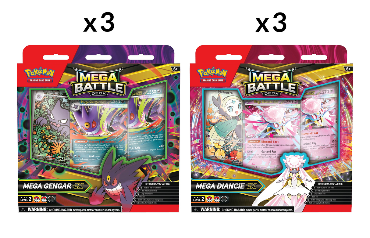 Pokemon TCG: Mega Battle Decks - Assortment (Diancie ex & Gengar ex) 6pcs Sealed Case