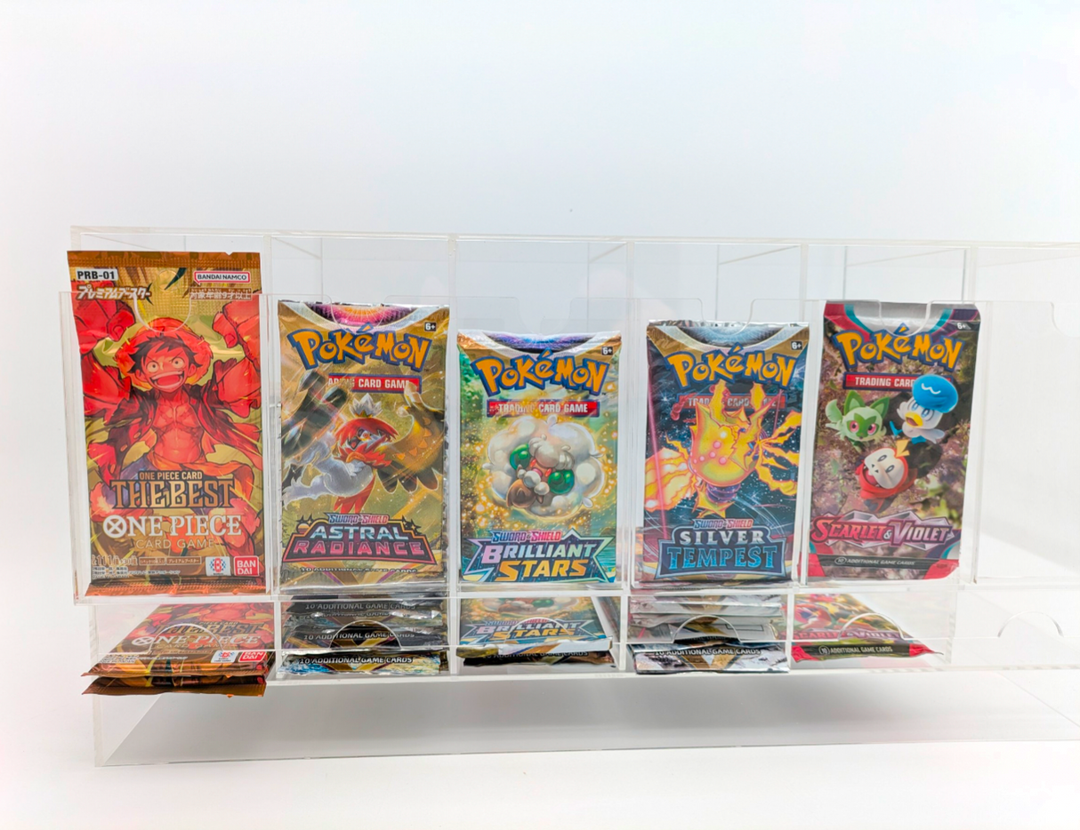 Clear Acrylic 6-Slot Booster Pack Dispenser - For Trading Cards
