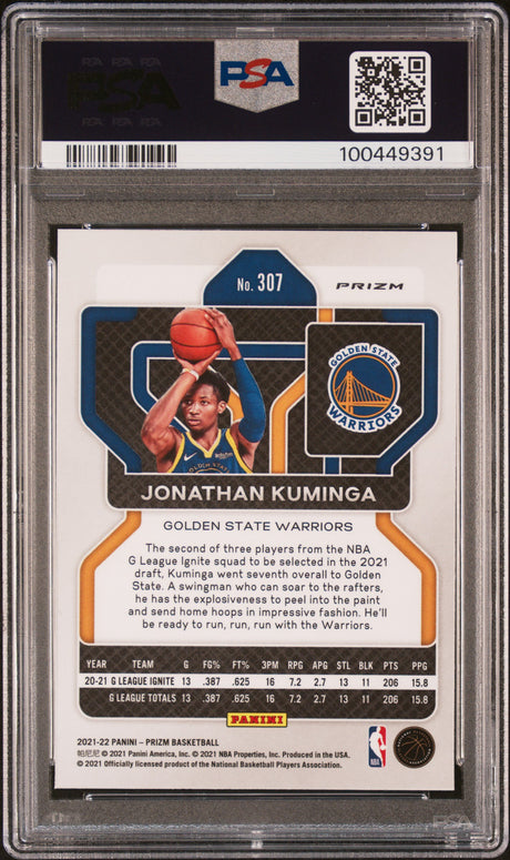 NBA Graded Card 2021 Panini Prizm #307 Jonathan Kuminga Green Prizm PSA 9